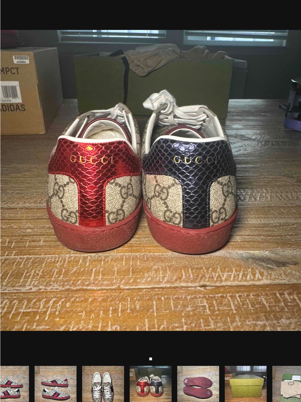 Gucci Gg Canvas Low-Top Sneakers With Red And Black Metallic Heels